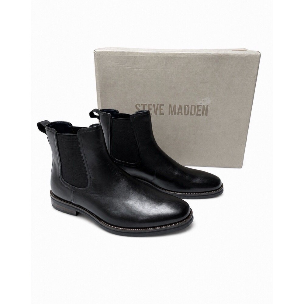 Steve Madden Sully Men’s Chelsea Boot Black Leather Size 10 New in Box